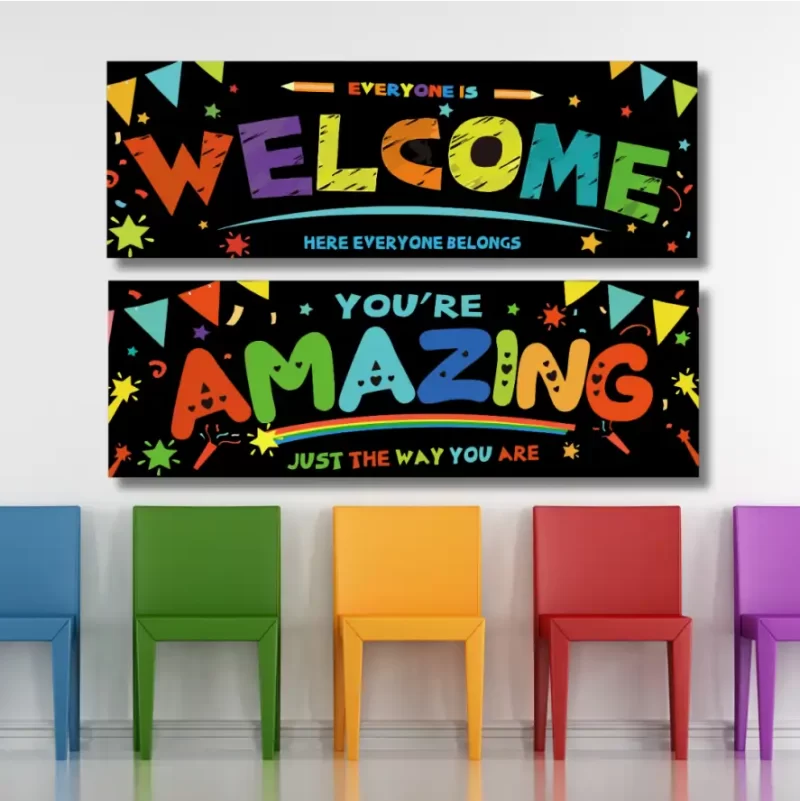 Everyone is welcome here everyone belongs ?..- classroom banners (36x12)