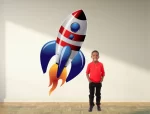 Flying rocket3 - Curiosity Sticker (5.5 by 4feet)