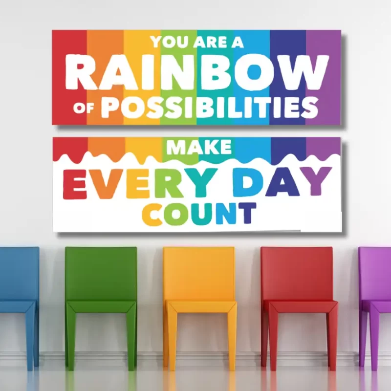 you are a rainbow of possibilities make every day count - classroom banners (36x12)