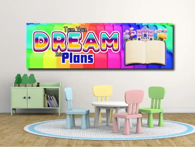 Twin your dream into plans-motivational classroom banners (36x12 landscape)