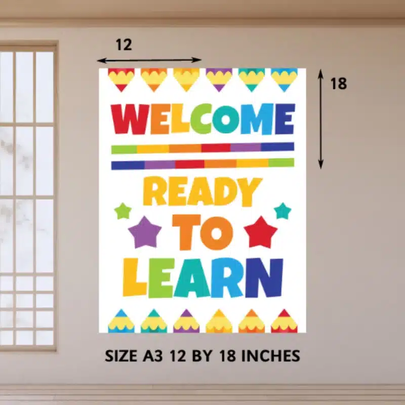 Welcome Ready to Learn  - Motivational Quotes (12x18 Inches, Portrait)