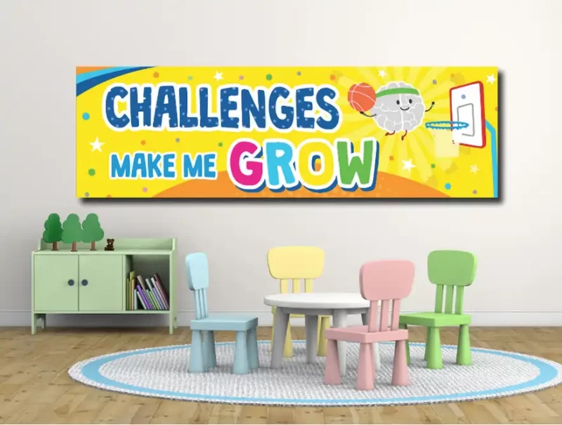 Challenges make me grow-motivational classroom banners (36x12 landscape)