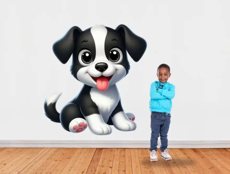 Blackish white sitting dog - Curiosity Sticker (5.5 by 4feet)