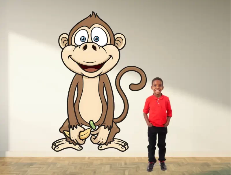 Monkey  holding banana - Curiosity Sticker (5.5 by 4feet)