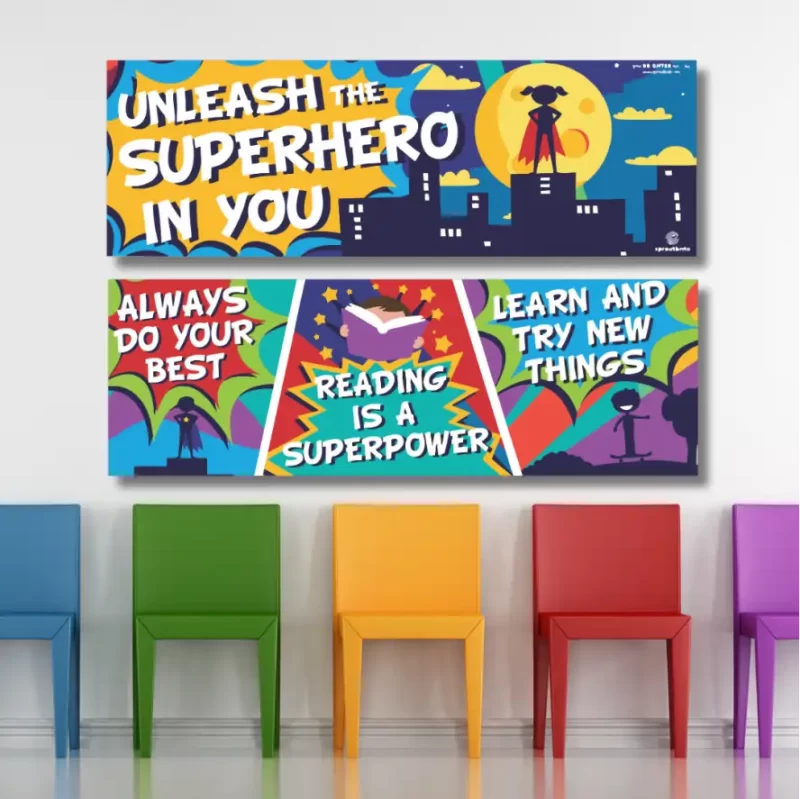 Unleash the superhero in you ..- classroom banners (36x12)