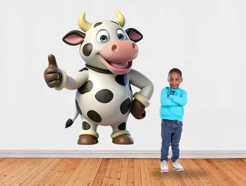 Cow standing and showing his thumb- Curiosity Sticker (5.5 by 4feet)