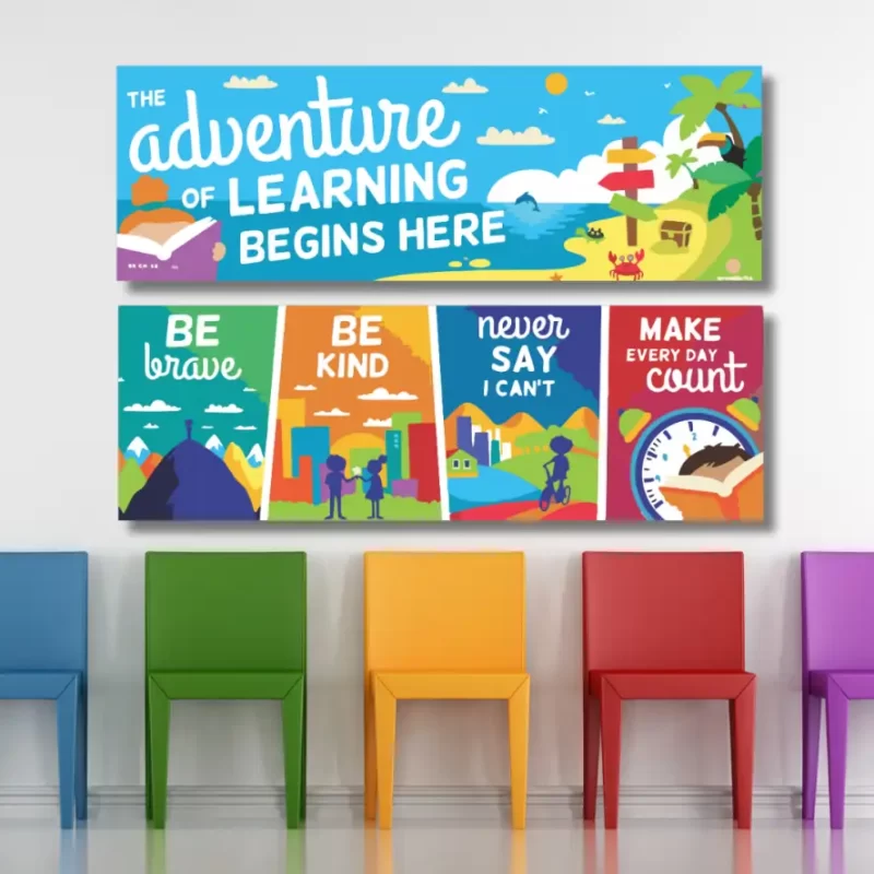 The adventure of learning begins here ...- classroom banners (36x12)