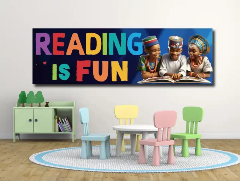 Reading is fun -motivational classroom banners (36x12 landscape)