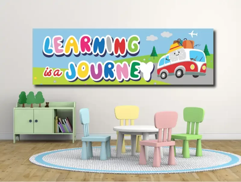 Learning is a journey -motivational classroom banners (36x12 landscape)