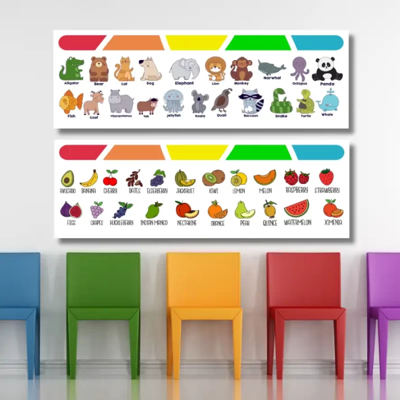 ANIMALS & HEALTHY FRIUT  - classroom banners (36x12)