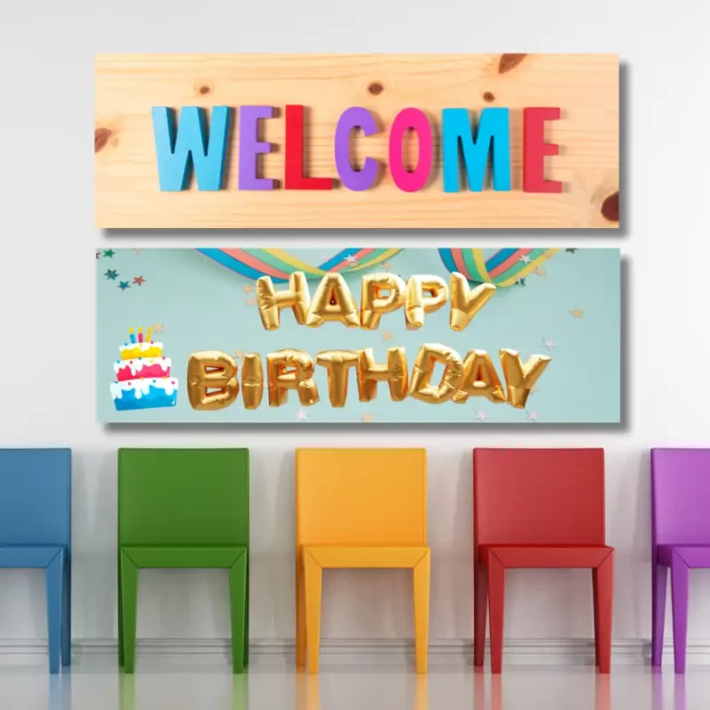 Welcome &  Happy birthday   - classroom banners (36x12)