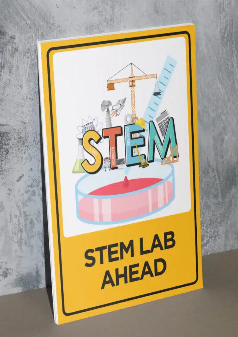 "STEM Lab ahead" - Foam board school sign , 12 by 17 inches