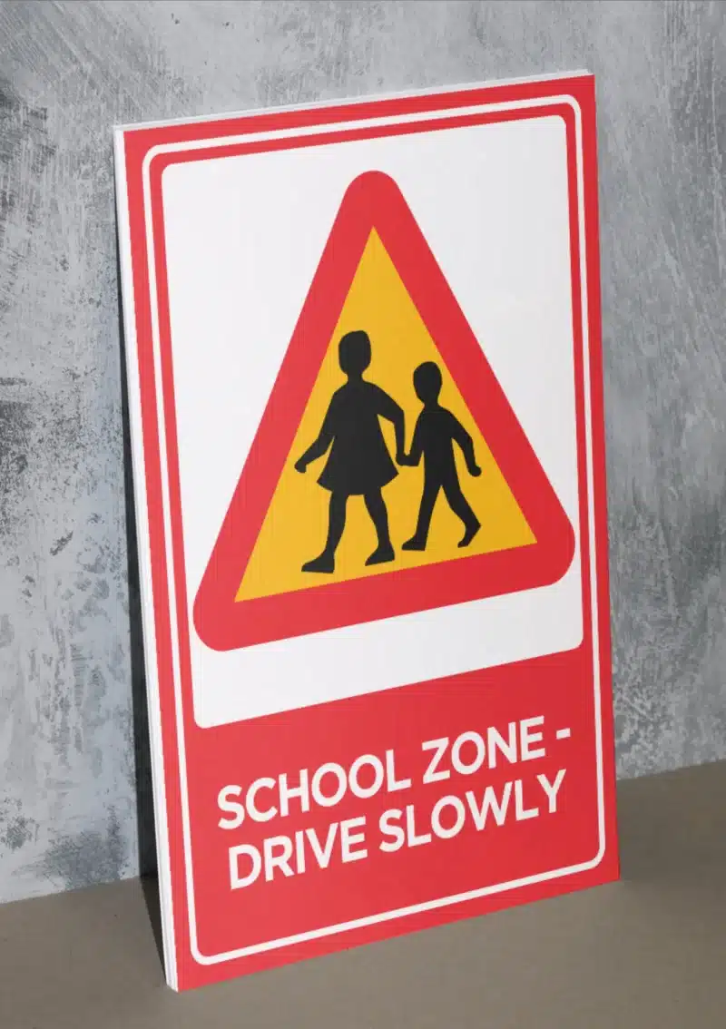 "School Zone- Drive slowly" - Foam board school sign , 12 by 17 inches