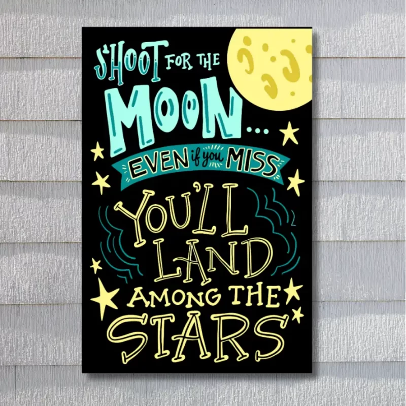 "Shoot for the moon even if you miss you'll land among the stars" - Flex Motivational Banner