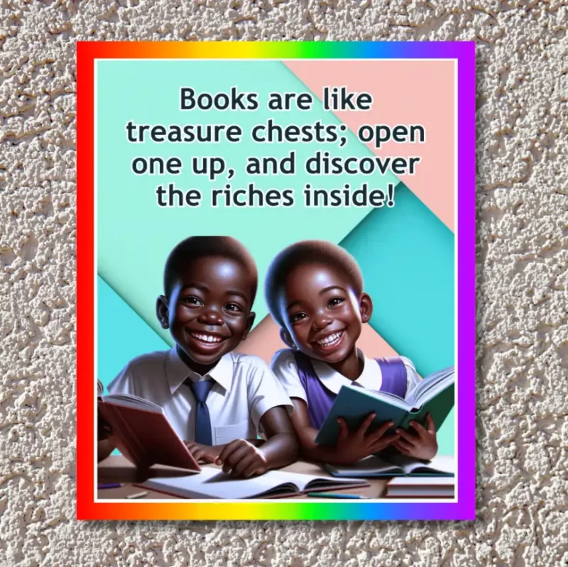 "Books are like treasure chests; open one up, and discover the riches inside!"- Flex Motivational Banner