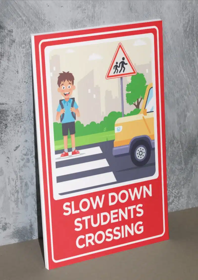 "Slow Down Students Croosing" - Foam board school sign , 12 by 17 inches