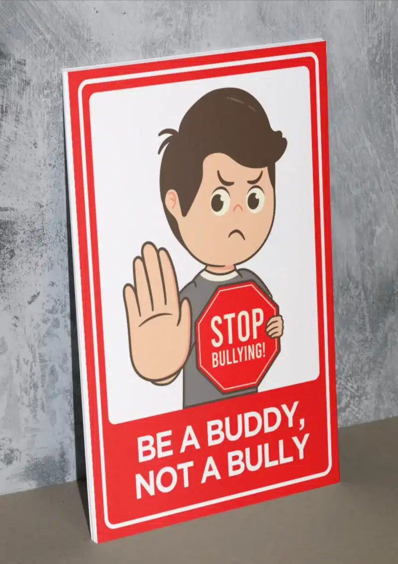 "Stop Bullying,  Be a Buddy Not A Bully " - Foam board school sign , 12 by 17 inches