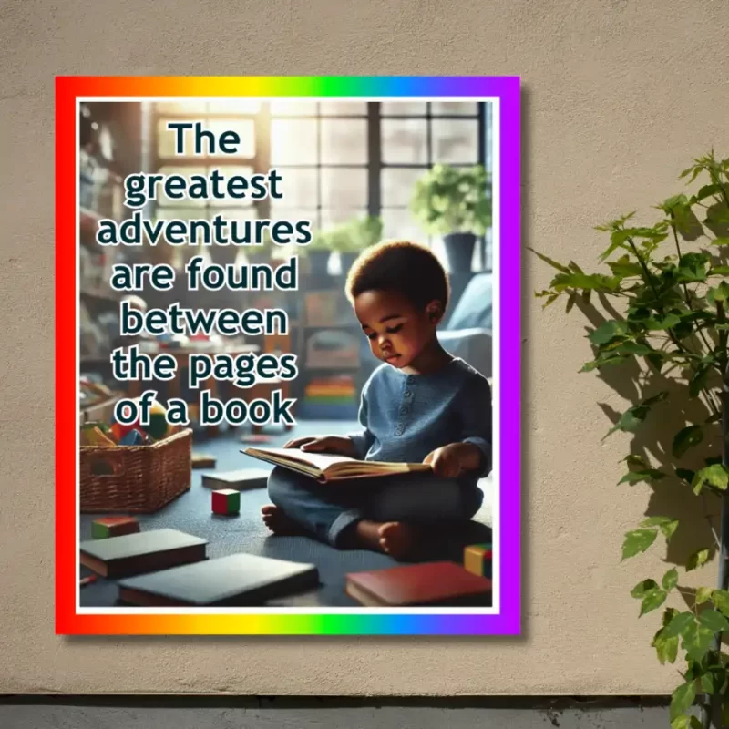 "The greatest adventures are found between the pages of a book"- Flex Motivational Banner