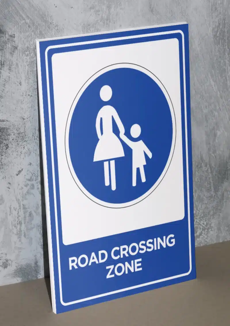 "Road Crossing zone" - Foam board school sign , 12 by 17 inches