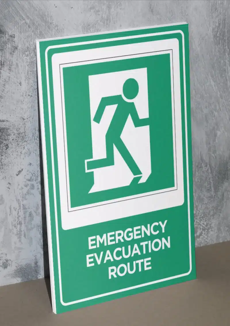 "Emergency Evacuation Route" - Foam board school sign , 12 by 17 inches