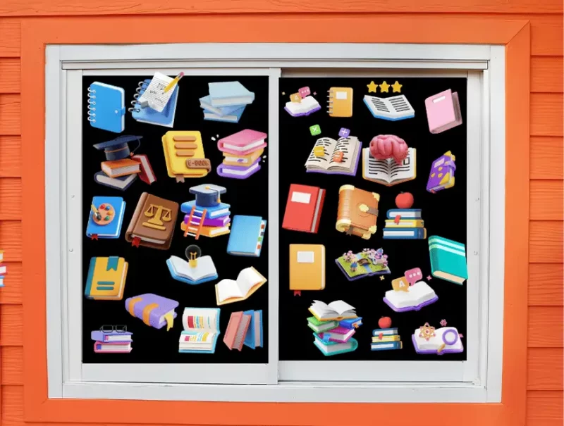 3D Education Stationery 2 Window sticker