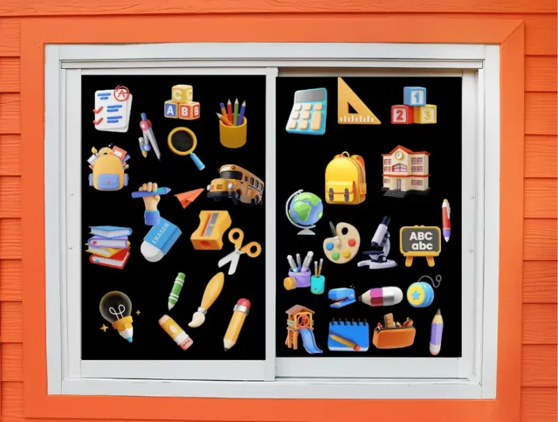 3D Education Stationery 3 Window sticker