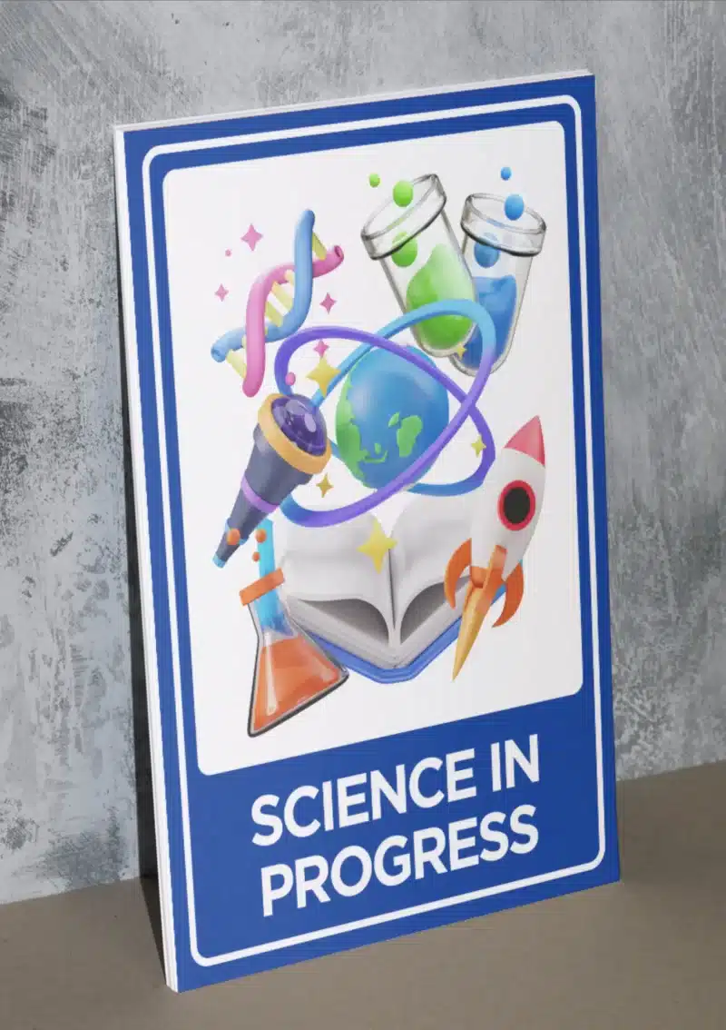 "Science In Progress" - Foam board school sign , 12 by 17 inches