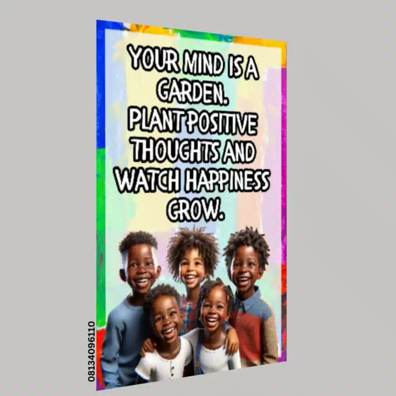 Your mind is a garden plant positive thought and watch hapiness grow  - Motivational A.I Quotes (12x36 Inches, Portrait)