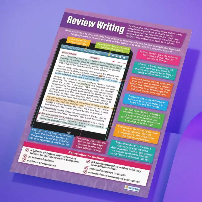 "Review writing" - English instructional flex banner