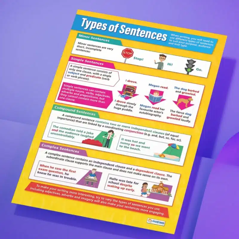 "Types of sentences" - English instructional flex banner