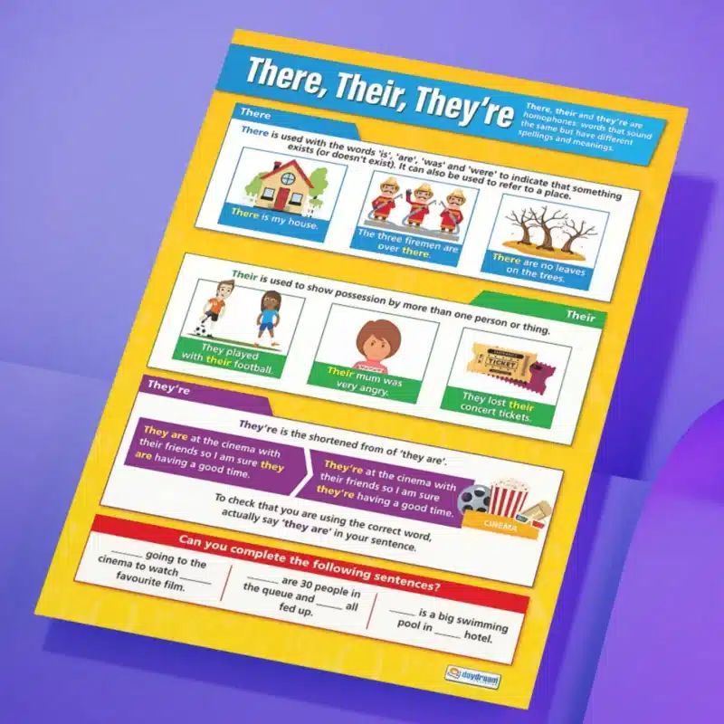 "There, their, they're" - English instructional flex banner