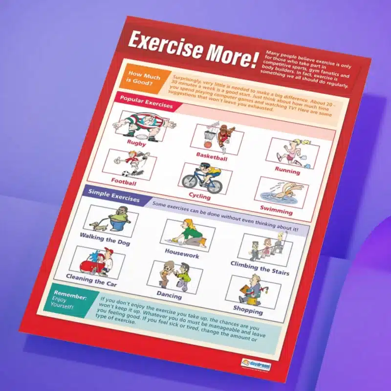 "Exercise more!" - PHE instructional flex banner