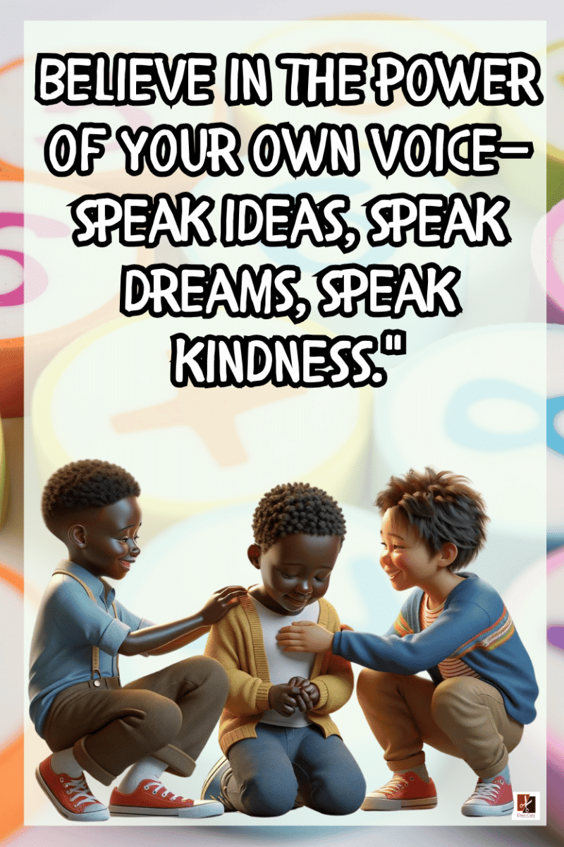 "Believe in the power of your voice-, Speak ideas, Speak dreams, Speak Kindness." - A.I  CLASSROOM POSTERS