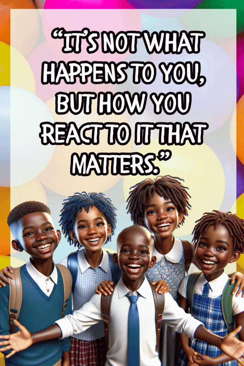 "It's not what happens to you, But how you, React to it that matters." - A.I  CLASSROOM POSTERS