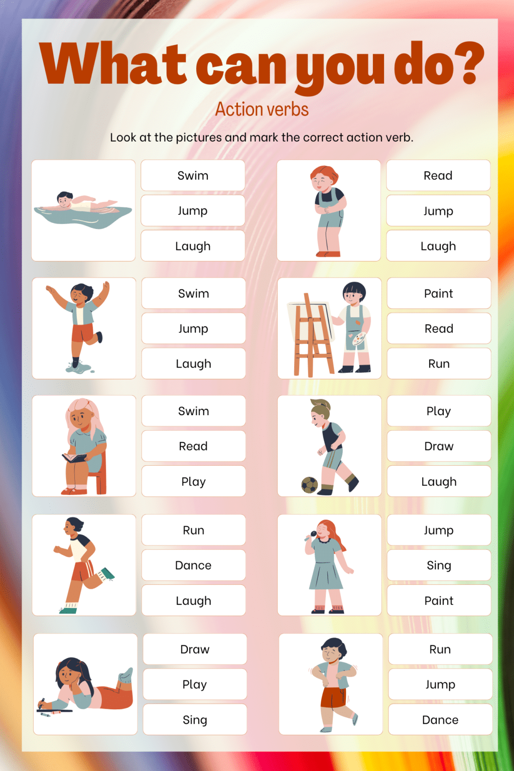 “Action Verbs”- -Classroom Instructional Posters - ebencuts