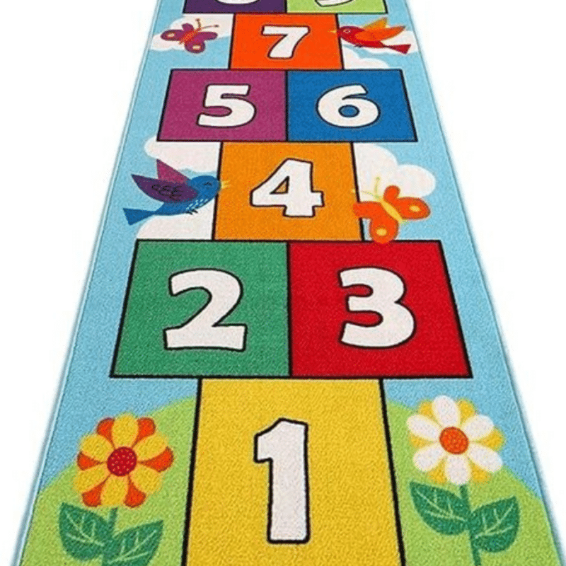 "1-10 colorful nature theme Hopscotch jumping game" -"Available in sticker and Flex" ACTIVITY GAME