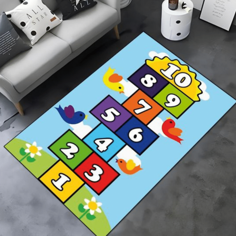 "1-10 colorful nature theme Hopscotch jumping game" -"Available in sticker and Flex" ACTIVITY GAME