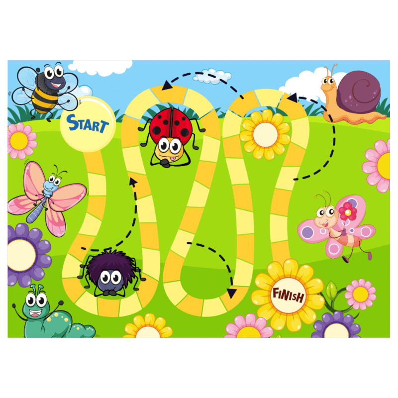 "Insect-themed interactive Hopscotch jumping  game" - "Available in sticker and Flex" ACTIVITY GAME