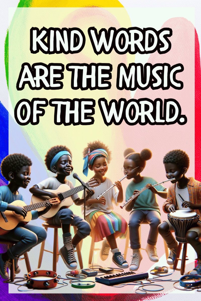 "Kinds world are the music of the world" - English instructional flex banner