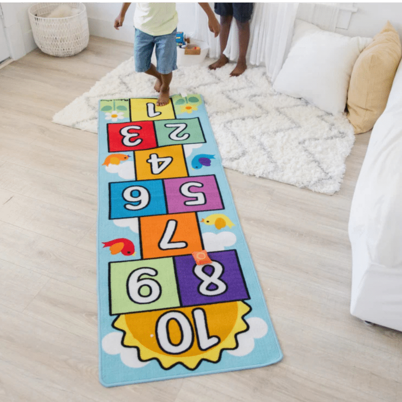 "1-10 colorful nature theme Hopscotch jumping game" -"Available in sticker and Flex" ACTIVITY GAME