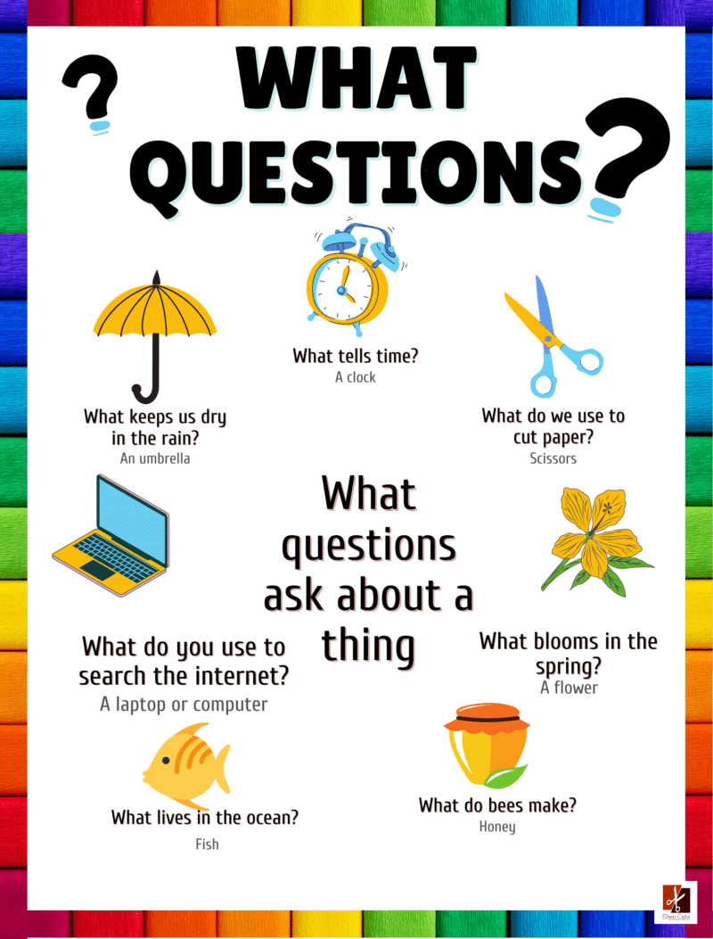 "What Questions" - Primary instructional Poster