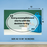 "Every accomplishment starts with the decision to try " - Motivational A3 Poster