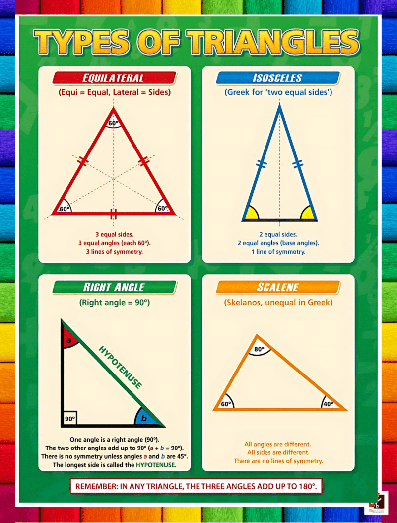 "Types of Triangles" - Primary instructional Poster