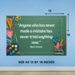 "Anyways who has never made a mistake has never tried anything new" - Motivational A3 Poster