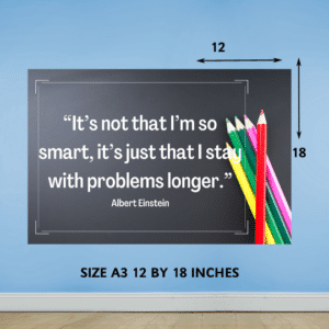 "It's not that I'm so smart, it's just that is stay with problems longer" - Motivational A3 Poster