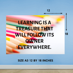 "Learning is a treasure that will follow its owner everywhere" - Motivational A3 Poster