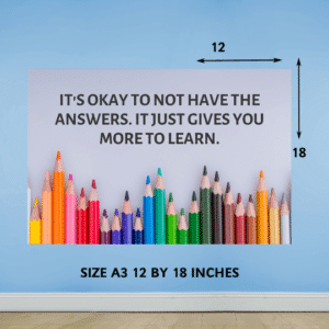 "It’s okay to not have the Answers. It just gives you more to learn" - Motivational A3 Poster