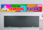 "Never stop learning, Because life never stop teaching" - Long Motivational flex banner