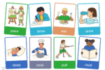 "Colorful Action word  -5pages  " -  Flashcard ,Also available in African theme