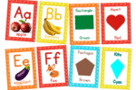 "Colorful Alphabet with shapes and color " -5pages - Flashcard